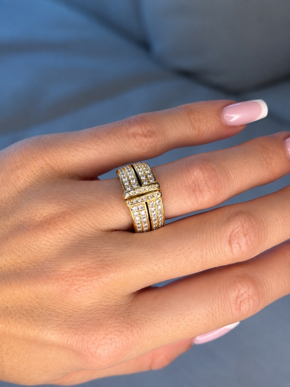 18k Yellow Gold Natural Diamonds Ring 6 US